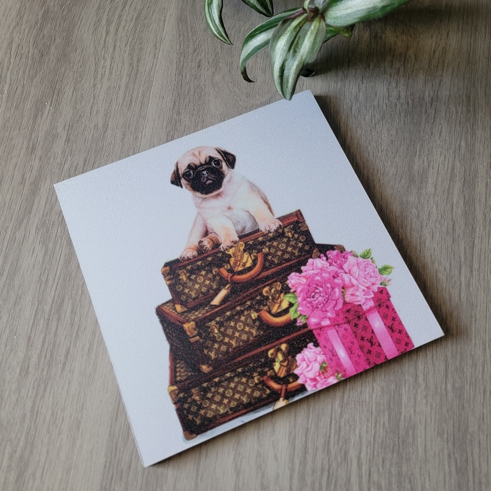 Pet Lover Dog Design Decor Pug on Luggage Art Print Decor